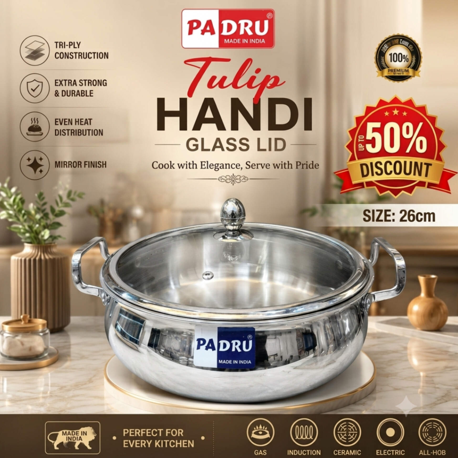 Padru Triply Biryani Handi 26cm 